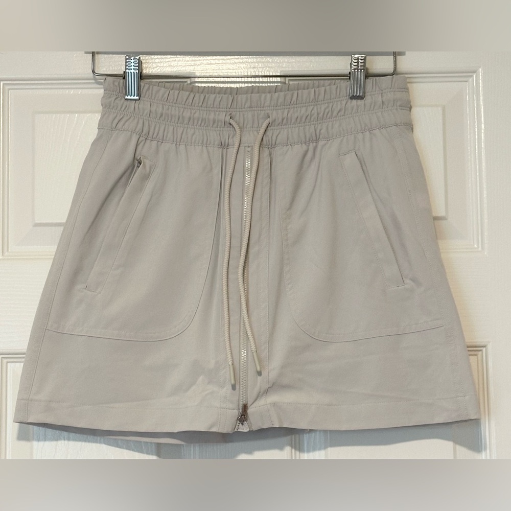 Athleta Active Gray Elastic Drawstring Waist Zip … - image 1